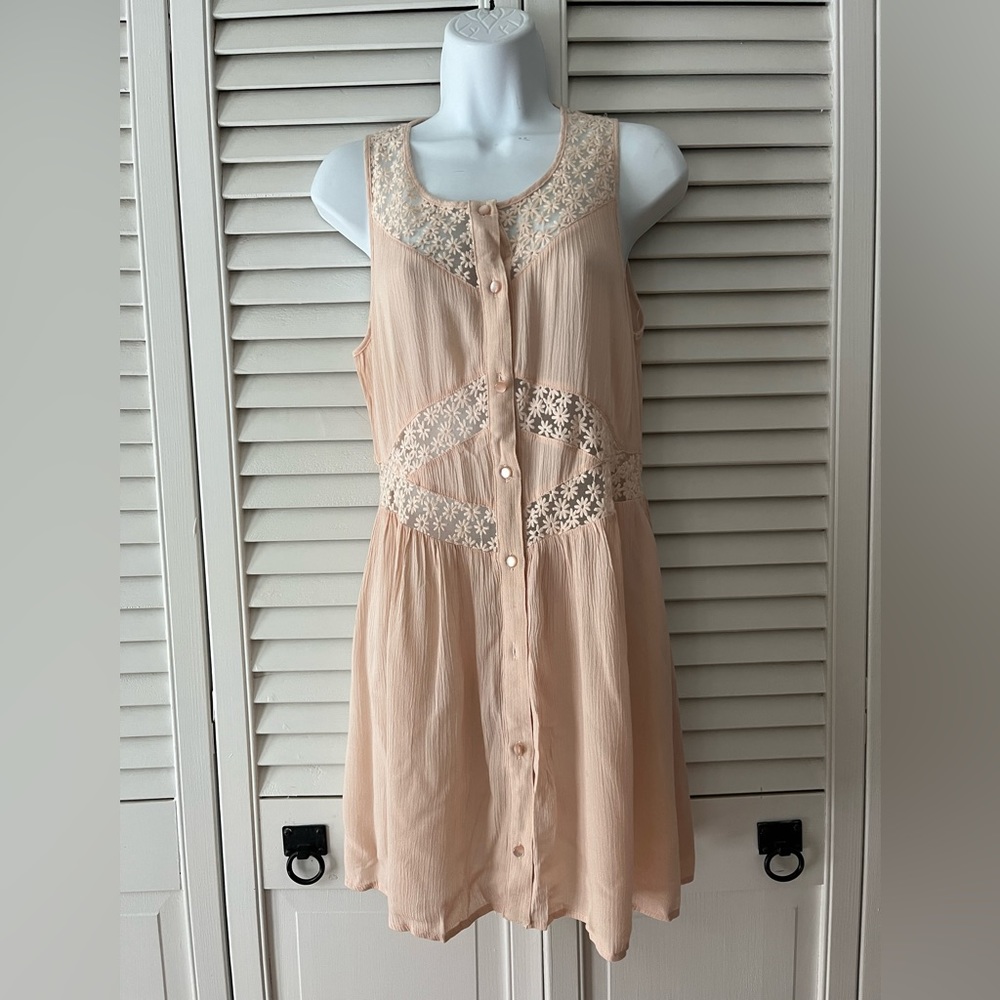Pretty embroidered pale pink mini dress